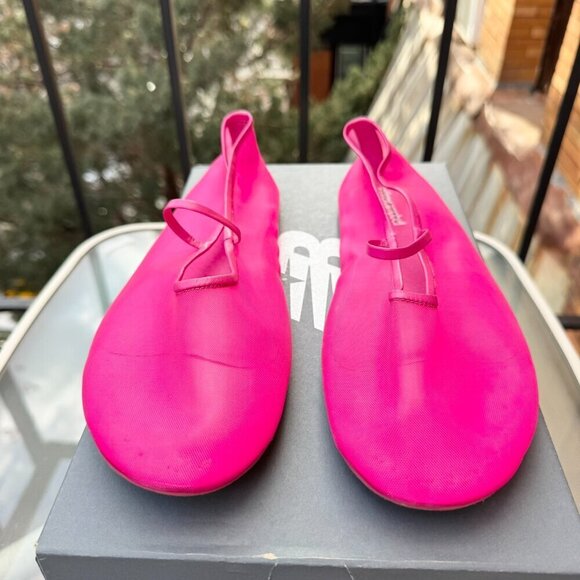 New Jeffrey Campbell Swan Lake Moira Mesh Flats Ballet Shoes Pink Fuchsia - Picture 7 of 13